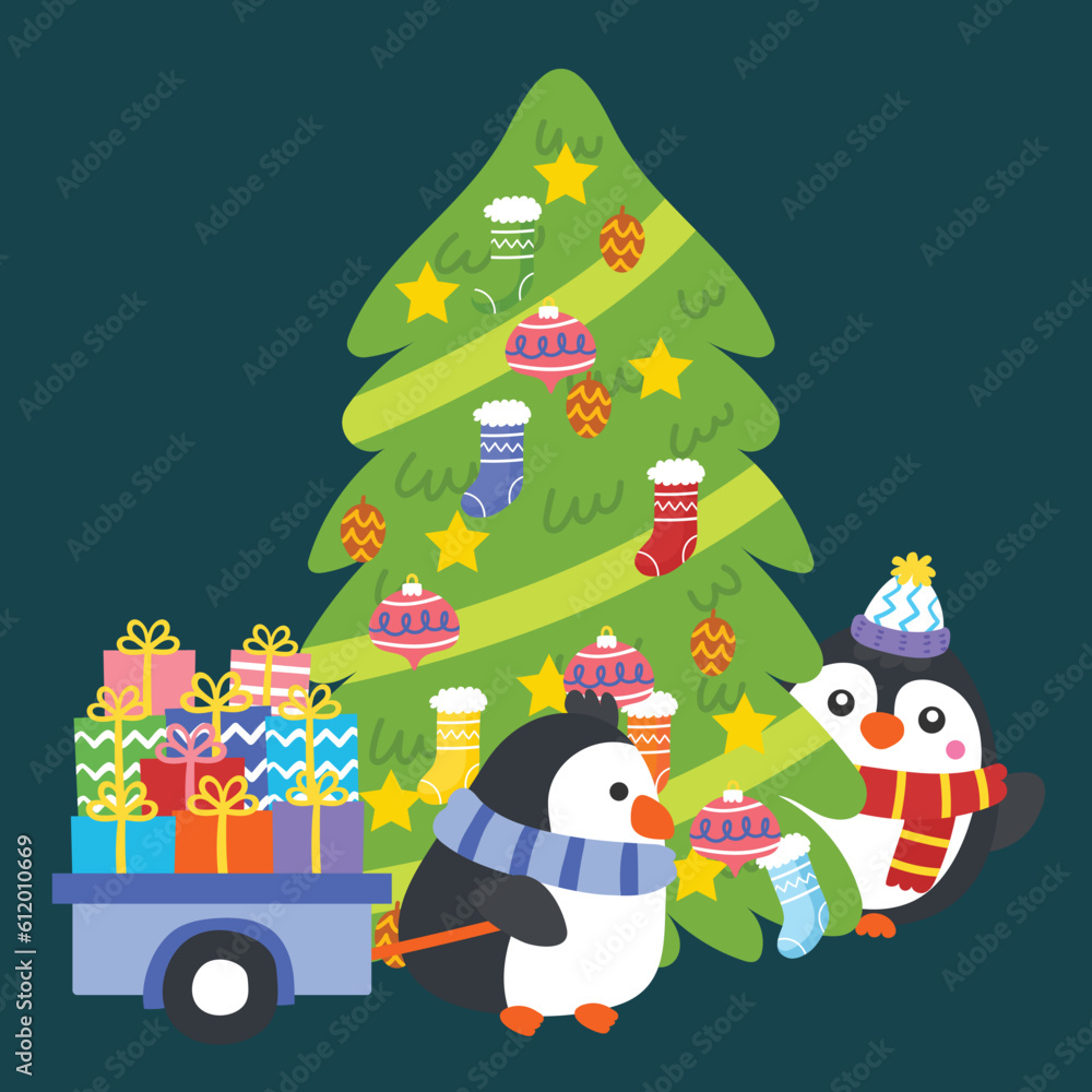 Cute Cartoon Christmas Concept. Cute Cartoon Christmas Concept.