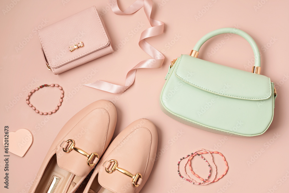 Flat lay with woman fashion accessories in pastel colors. Fashion blog, summer urban style, shopping and trends concept Flat lay with woman fashion accessories in pastel colors. Fashion blog, summer urban style, shopping and trends concept