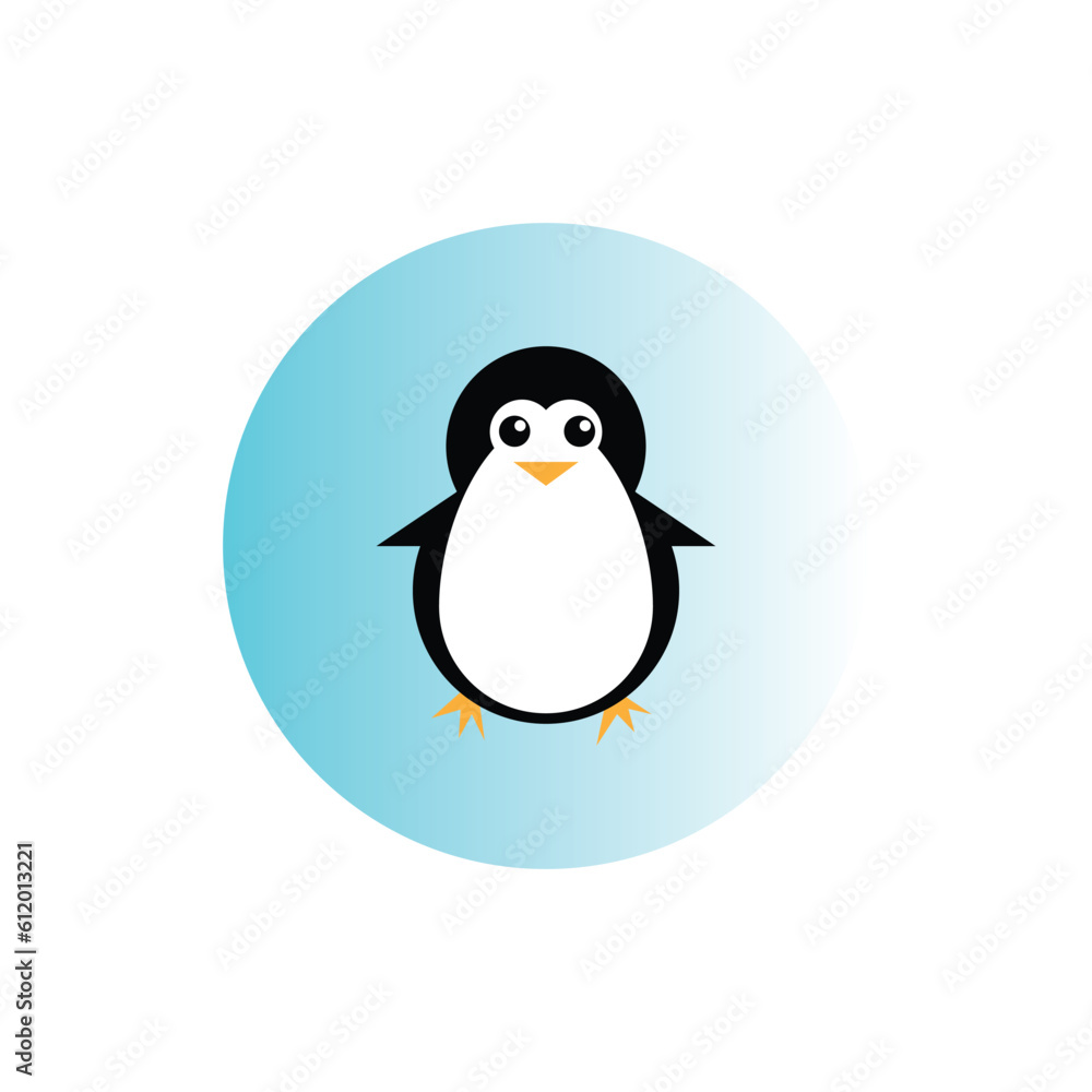 Fototapeta premium Penguin logo with circle border on black and white. clip art vector