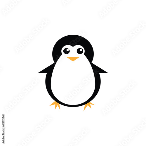 Penguin logo with circle border on black and white. clip art vector