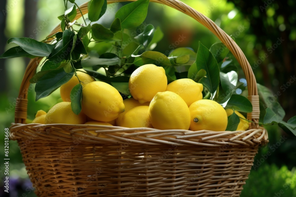Lemon basket garden. Generate Ai