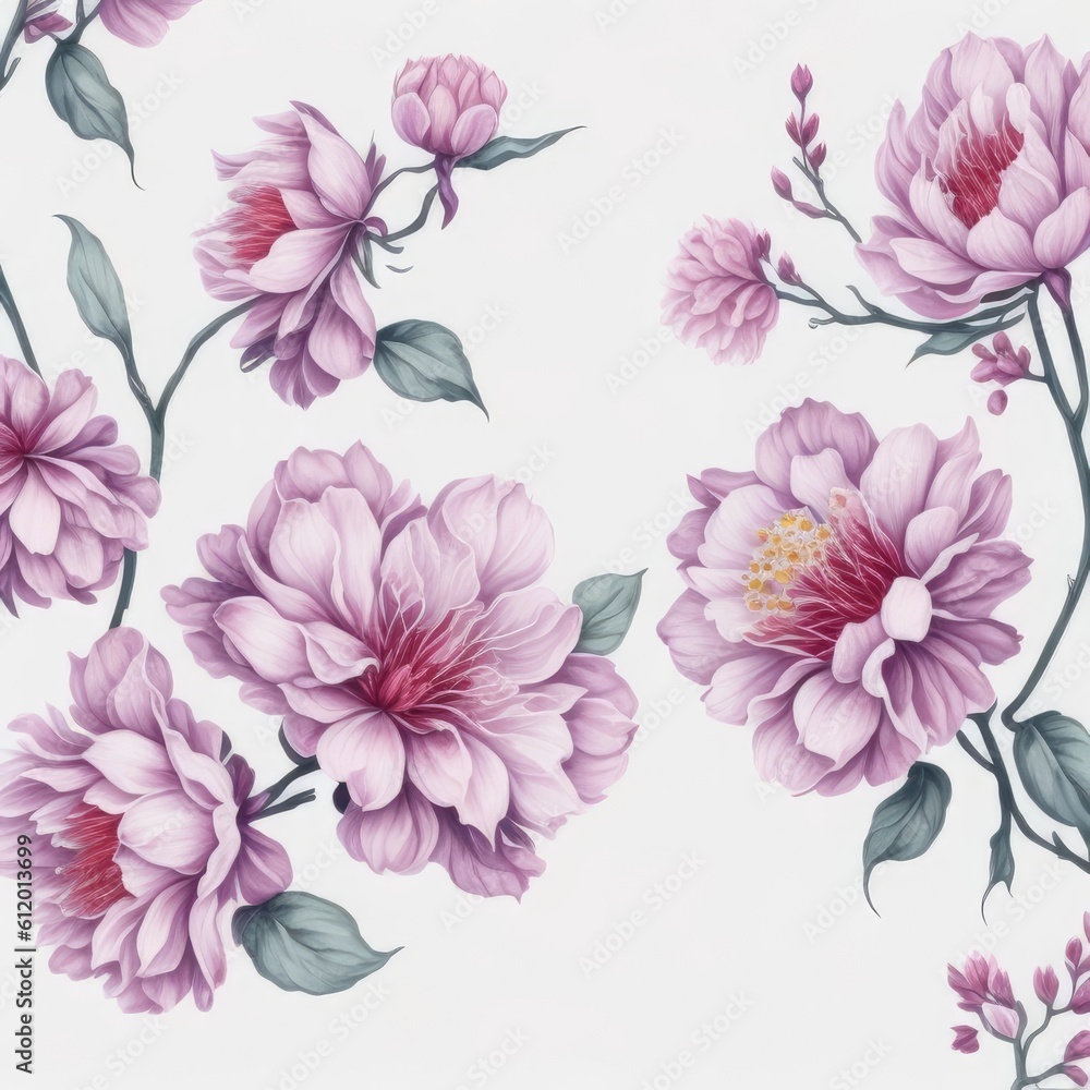 Sakura blossom leaf watercolor on the white background theme pattern flat illustration for scarf production Sakura blossom leaf watercolor on the white background theme pattern flat illustration for scarf production