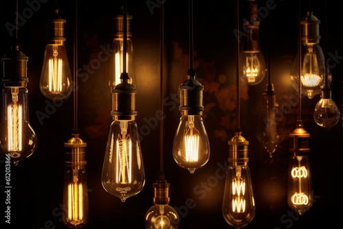 Decorative light bulbs. Generate Ai