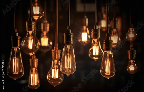 Decorative light bulbs loft. Generate Ai