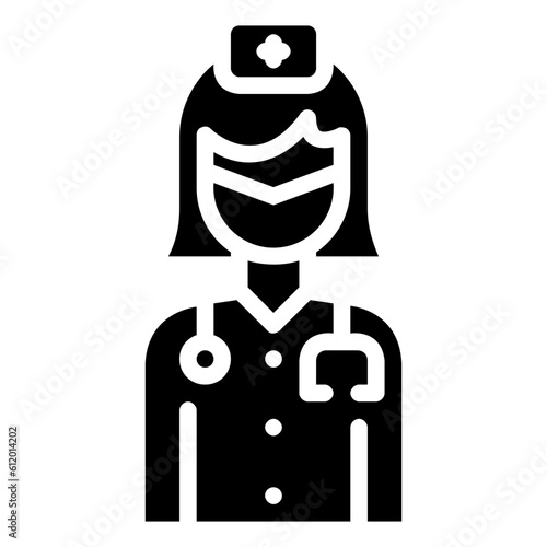nurse avatar glyph vector icon