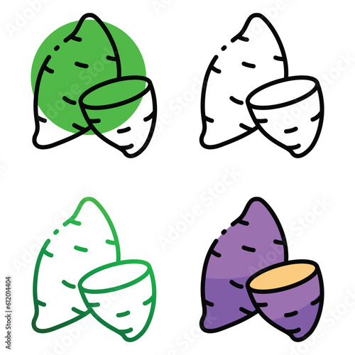 Sweet potato icon design in four variation color © talang
