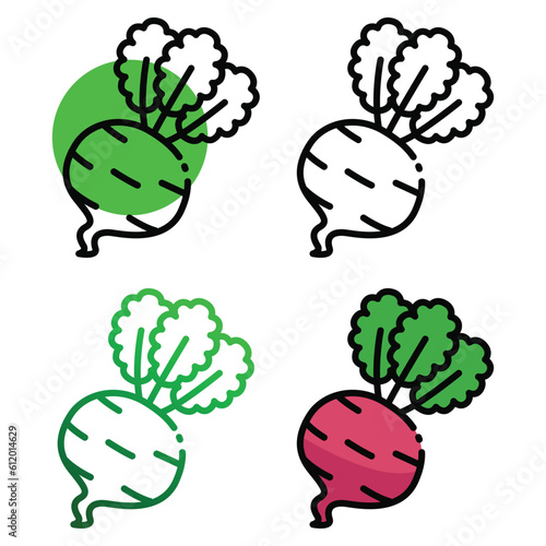 Turnip icon design in four variation color