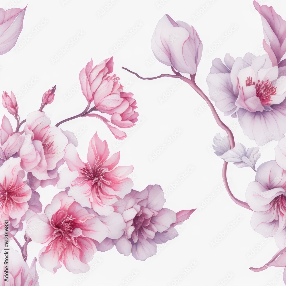 Sakura blossom leaf watercolor on the white background  theme pattern flat illustration for scarf production