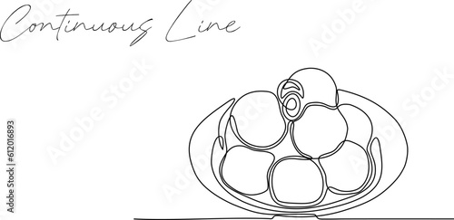 continuous line round tofu isolated white background