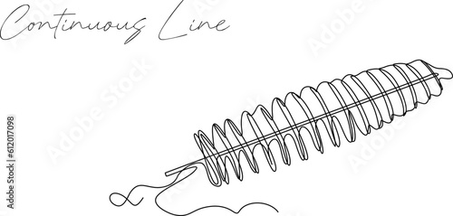 continuous line  vector snack potato twister isolated white background