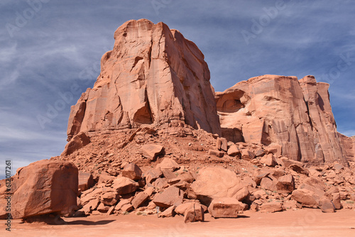 Amazing red rock formations in the Monument Valley  Navajo Tribal Park  Utah  USA. Dry dessert landscape