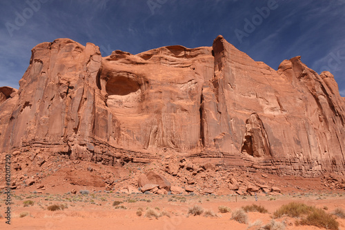 Amazing red rock formations in the Monument Valley  Navajo Tribal Park  Utah  USA. Dry dessert landscape