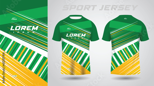 green yellow shirt soccer football sport jersey template design mockup