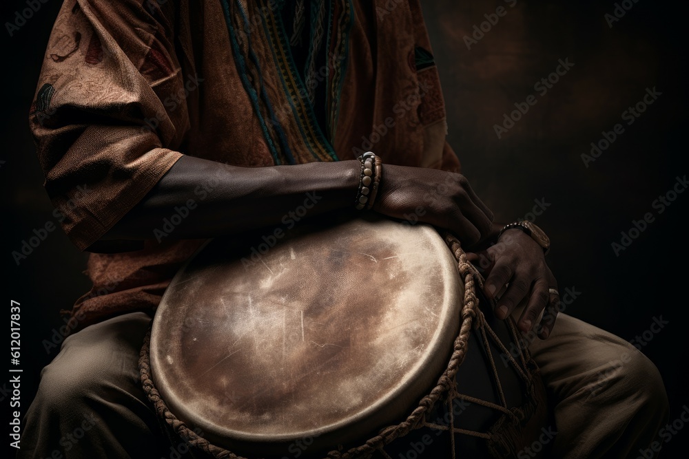 Fototapeta premium Man drum folk. Generate Ai