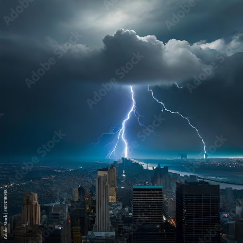 lightning in the city photo