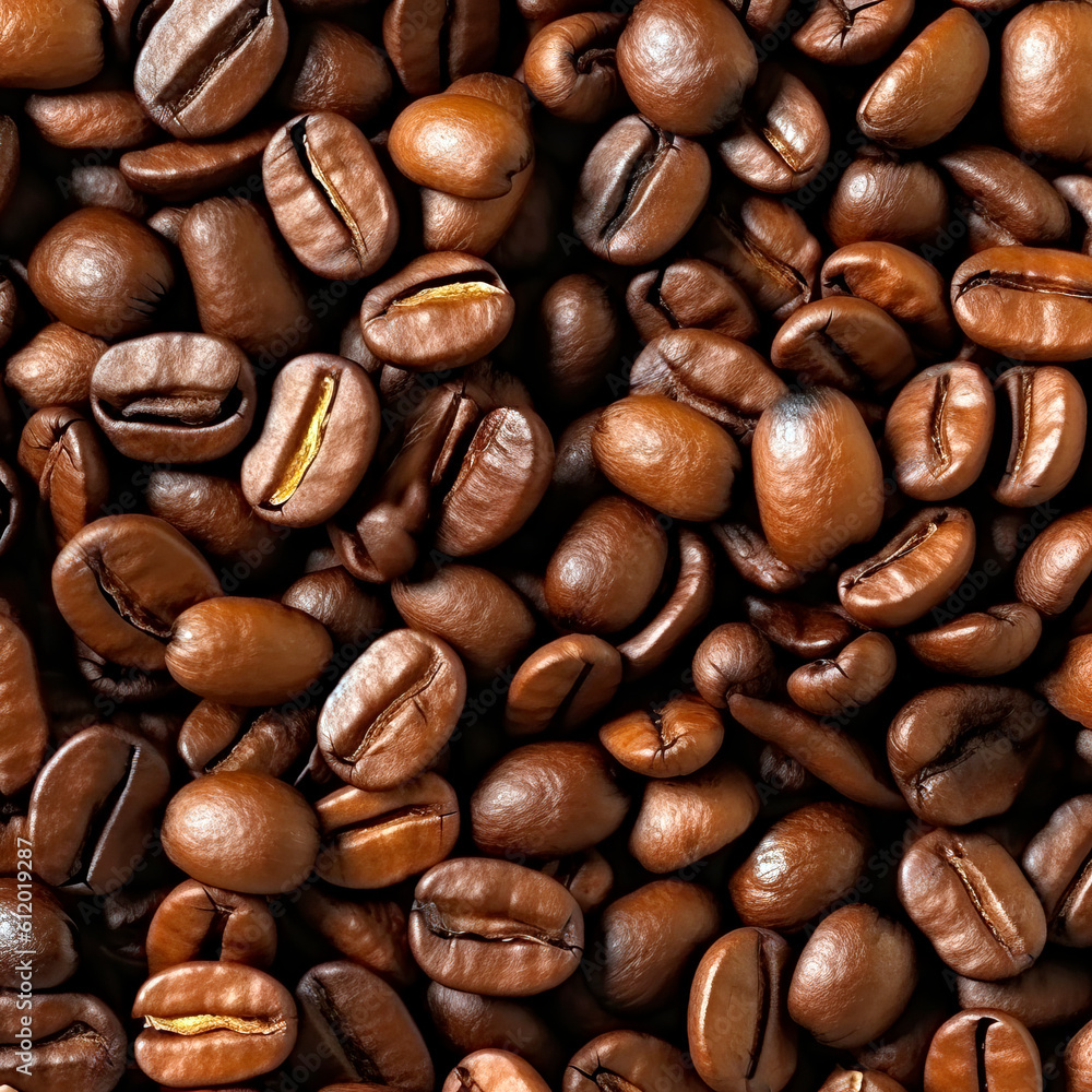Roasted coffee beans texture. Close up background. Ai Generative illustration. Roasted coffee beans texture. Close up background. Ai Generative illustration.