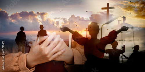 Christian Religion concept background. card design template.	