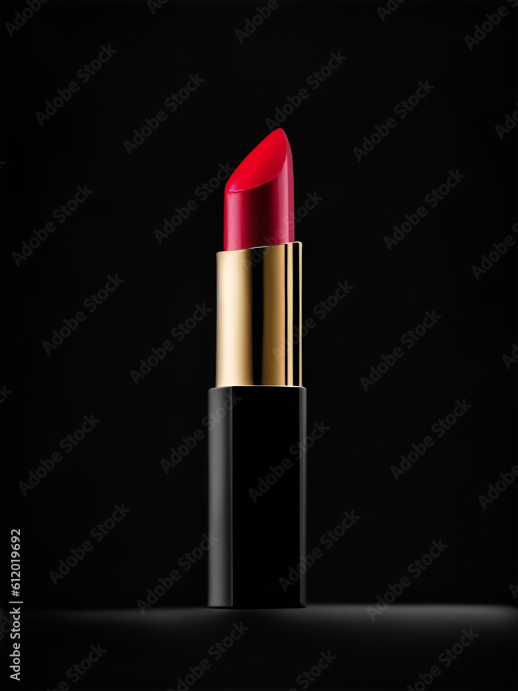 Red lipstick on a black background. Generation AI Red lipstick on a black background. Generation AI