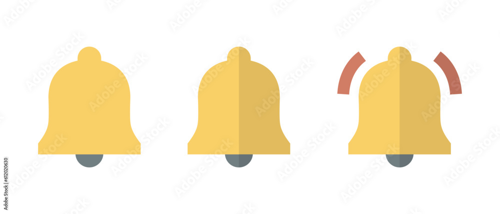 Notification bell, reminder icon vector in flat style Notification bell, reminder icon vector in flat style