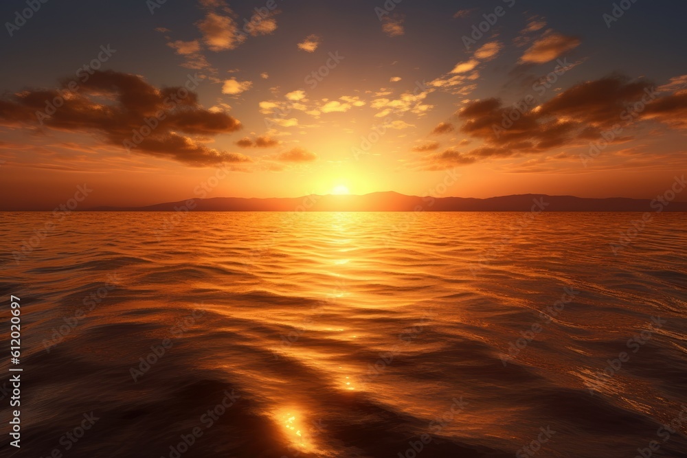 Golden Sunrise Over Calm Sea -ai generated