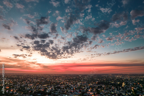 sunset in the city