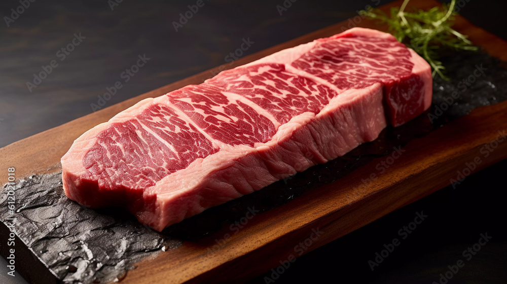 Fototapeta premium The Embodiment of Flavor: Reveling in the Epicurean Delights of Wagyu Beef, Generative AI.