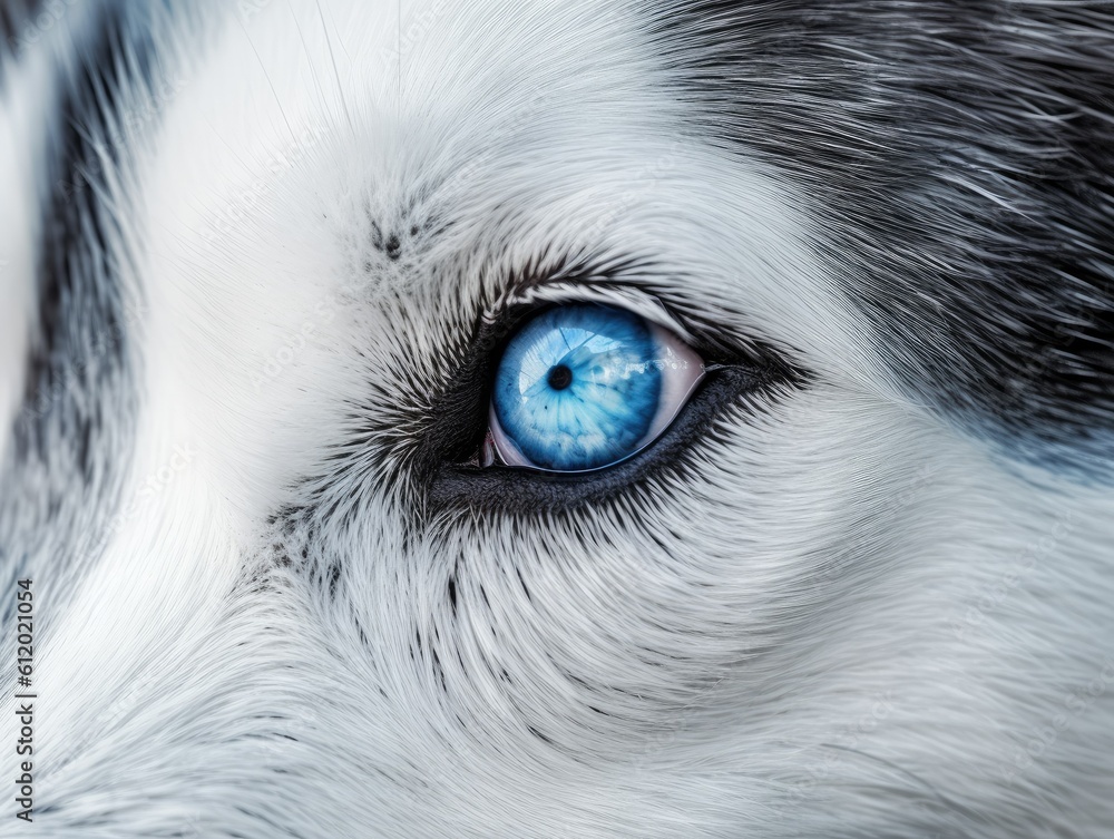 Husky Dog's Vivid Blue Eye -ai generated