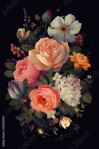Beautiful fantasy vintage flower  digital background