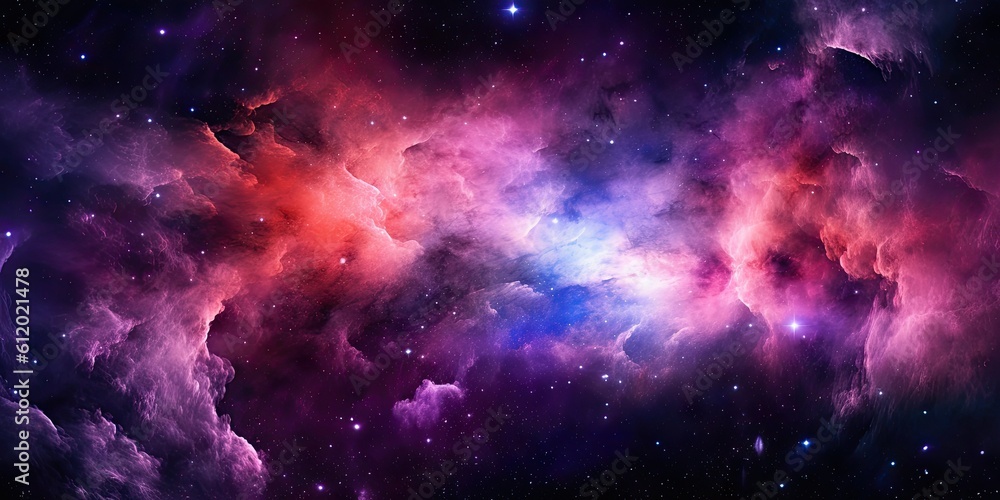 Vivid Purple Nebula in Space -ai generated