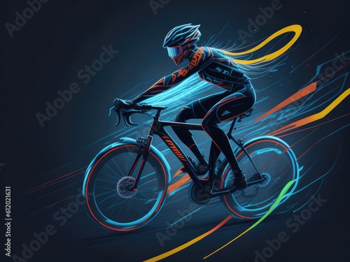 beautiful abstract bicycle racing driving. ai generative