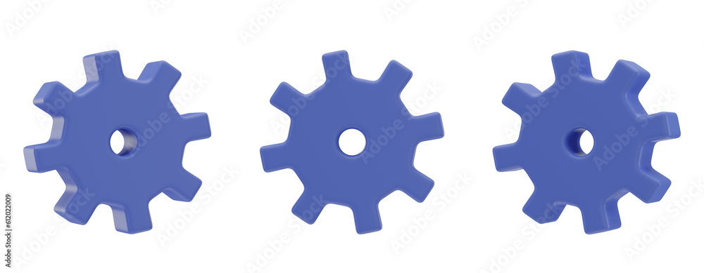 Set of 3d blue gears on transparent background, PNG set of blue gears, 3d render, blue gear Set of 3d blue gears on transparent background, PNG set of blue gears, 3d render, blue gear