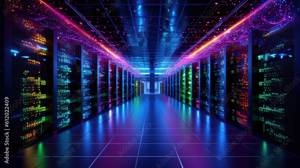 Unleashing Technological Might: A Visual Journey through Cloud Computing Data Center with Illuminated Servers Unleashing Technological Might: A Visual Journey through Cloud Computing Data Center with Illuminated Servers
