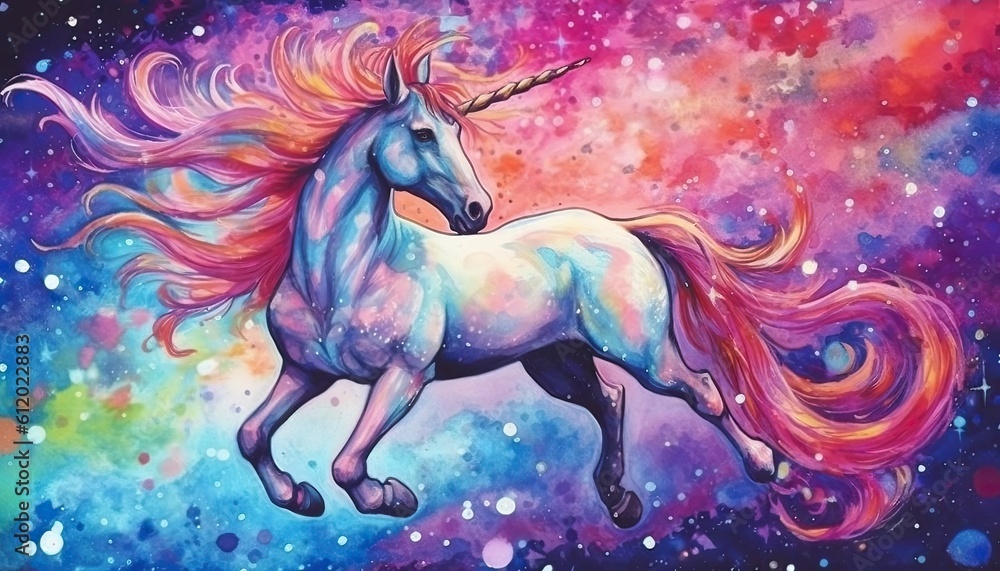 art unicorn in space . dreamlike background with unicorn . Hand Drawn Style illustration art unicorn in space . dreamlike background with unicorn . Hand Drawn Style illustration
