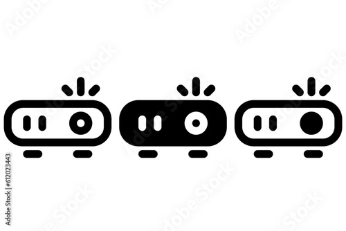 Icon Illustration Of Projector Vector Symbol Collection. Line and Glyph.Presentation Sign. Black Line Icon Set. Conference Vector.