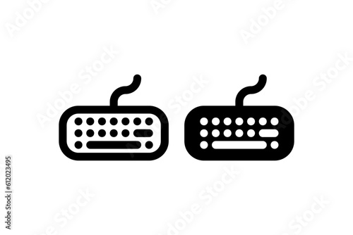 Icon Illustration Of Keyboard Vector Symbol Collection. Line and Glyph. Computer Hardware Sign. Black Line Icon Set. Device Vector.