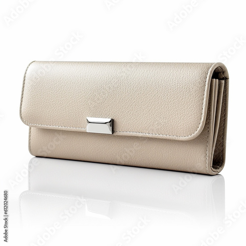 Female long purse isolated on white background. Made of leather or PVC. The latest design follows the latest fashion.