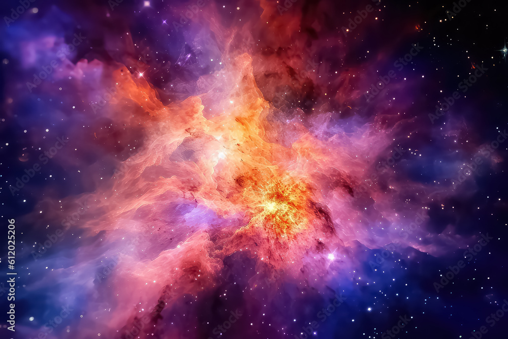 Infinite space background with nebulas and stars. AI