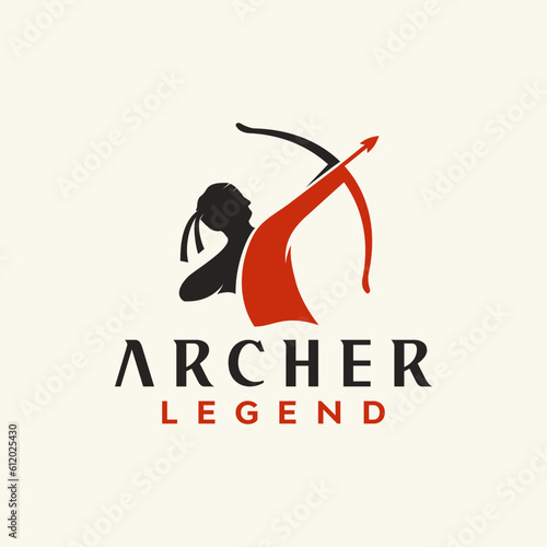 creative archer logo design. Vector illustration archer, arrow and bow. Modern logo design vector icon template