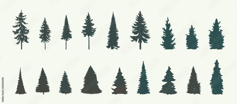 Vintage forest tree silhouette design template Vector illustration