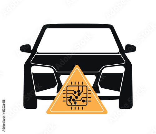 chip Concept, central control unit Vector Icon Design, Autonomous driverless car Symbol. artificial intelligence and future car design vector.
