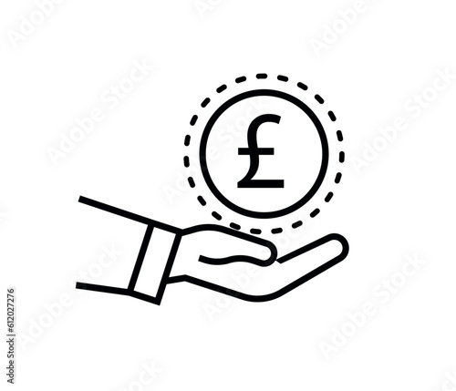 Euro coin in hand. Money vector on white background, Illustration.
