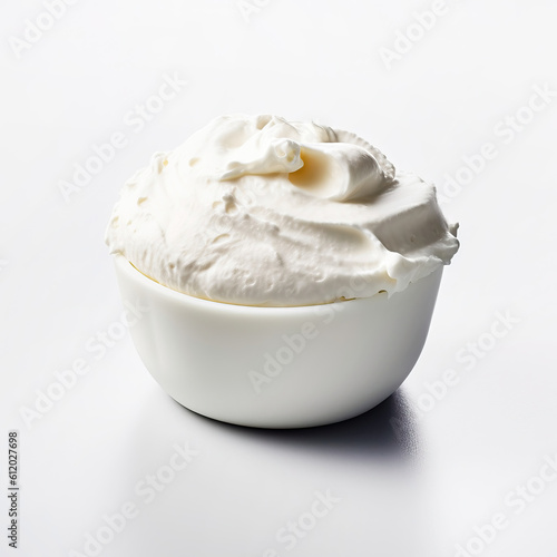 Delicious cream cheese isolated on white background, generative AI

