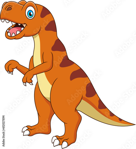 Cute tyrannosaurus rex cartoon smiling. Cute dinosaur cartoon illustration