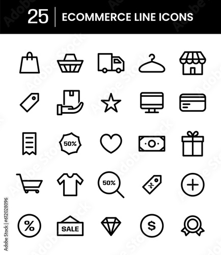 Online shop line vector icon set. For business, store, market, order, buy and etc. Simple icon graphic symbol design