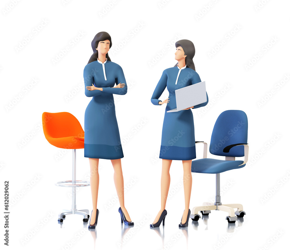Obraz premium Business people having a meeting, discussing a deal, sharing ideas and working together. 3d rendering illustration 