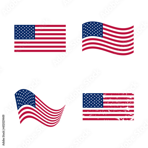 Clean 2-color USA American Flag AI Vector Set SVG - EPS Great for vinyl sleeves with Real American Flag Colors