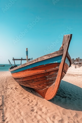 Boat on the beach. AI generated art illustration. © Дима Пучков