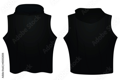 Black women hooded crop top. vector illustration