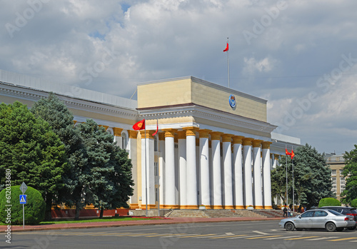Supreme Council building in Bishkek, house of unicameral parliament, in spring. Kyrgyzstan photo