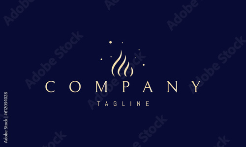 Vector golden logo on which an abstract image of a cream cake in a minimalist style.